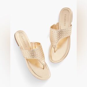 🌟 Talbots 🌟 EUC 🌟Gold Metallic Gigi Thong Slides 🌟 Size 9